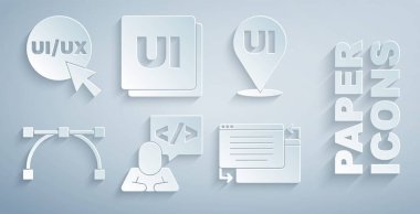 UI ya da UX tasarımı Bezier eğrisi ve simgesini ayarla. Vektör.