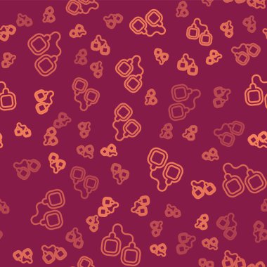 Kahverengi çizgili kelepçe ikonu kırmızı arka planda izole edilmiş pürüzsüz desen. Vektör.