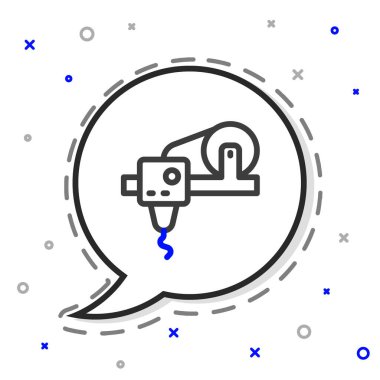 Satır 3D yazıcı simgesi beyaz arkaplanda izole edildi. 3D baskı. Renkli taslak konsepti. Vektör.