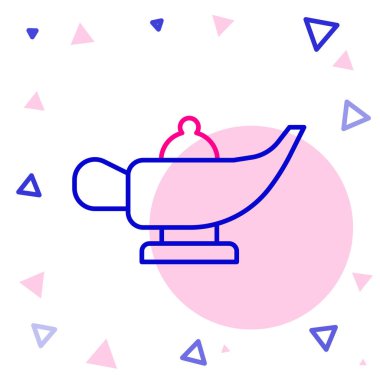 Hat Sihirli lamba veya Aladdin lamba ikonu beyaz arka planda izole. Dilek için ruhani lamba. Renkli taslak konsepti. Vektör.