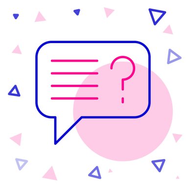 Bilinmeyen satır arama simgesi beyaz arkaplanda izole edildi. Büyüteç ve soru işareti. Renkli taslak konsepti. Vektör.