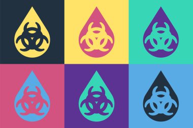 Pop Art GDO simgesi renk arkaplanında izole edildi. Genetik olarak değiştirilmiş organizma kısaltması. DNA gıda modifikasyonu. Vektör.