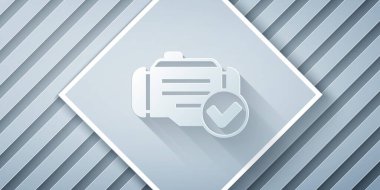 Kağıt kesiği Motor simgesi gri arkaplanda izole edildi. Kağıt sanatı tarzı. Vektör.