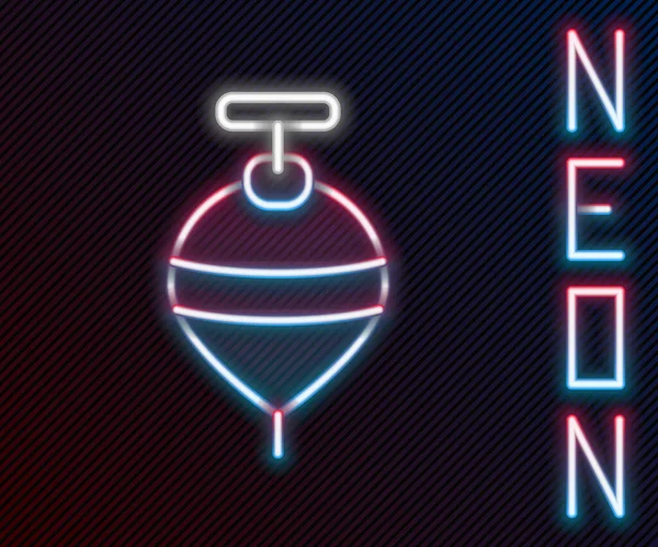 Parlayan Neon Hattı Whirligig Oyuncak Simgesi Siyah Arkaplanda Izole Edildi — Stok Vektör