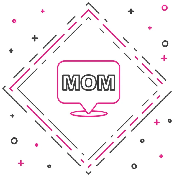 Line Speech Bubble Mom Icon Terisolasi Pada Latar Belakang Putih - Stok Vektor