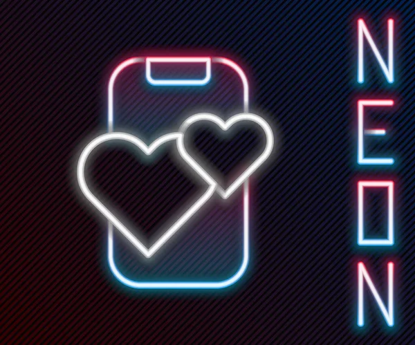 Świecąca Neonowa Linia Dating App Online Mobile Concept Icon Isolated — Wektor stockowy