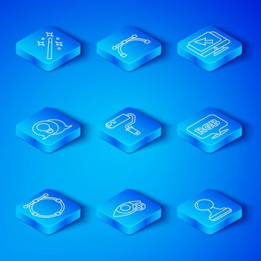 Bezier eğrisi Paint fırça Kırmızı göz efekti Konuşma balonu RGB ve CMYK bilgisayar monitörü imleç ampul fikri Sihirli değnek ve pul simgesi kavramı ile Çember çember çiz. Vektör.