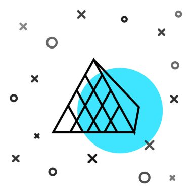 Siyah çizgi Louvre cam piramit ikonu beyaz arkaplanda izole edilmiş. Louvre Müzesi. Rastgele dinamik şekiller. Vektör.