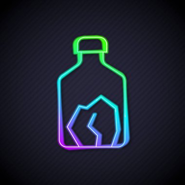 Parlayan neon hattı Ore maden ikonu siyah arka planda izole edildi. Vektör.