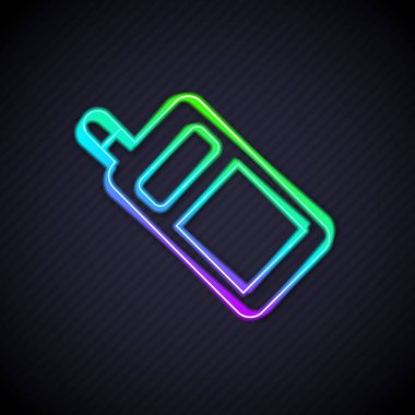 Parlayan neon hattı Smartphone, siyah arkaplanda izole edilmiş cep telefonu simgesi. Vektör.