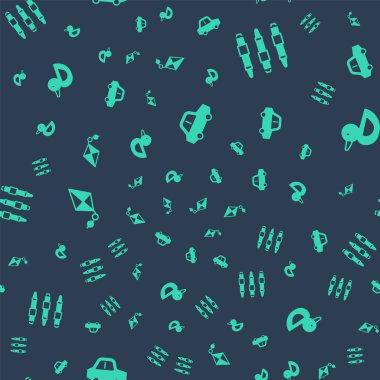 Oyuncak araba işaretleyicisi Kite ve Rubber Duck 'ı kusursuz desene ayarlayın. Vektör.