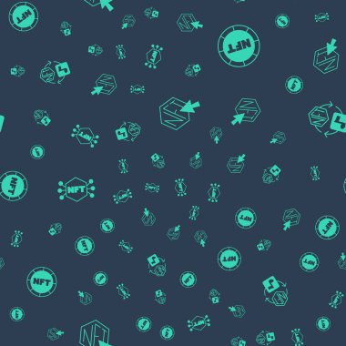 NFT dijital şifreleme sanatını ve kusursuz şablona ayarlayın. Vektör.