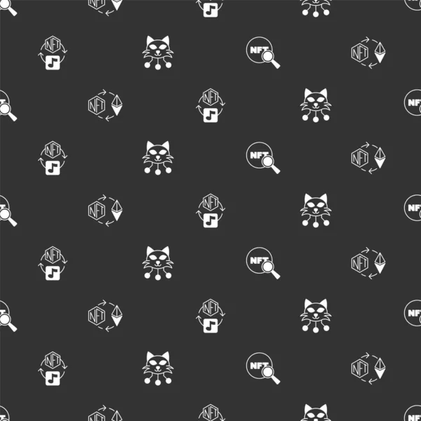 Set Search Nft Ethereum Exchange Digital Crypto Art Seamless Pattern — Stockový vektor