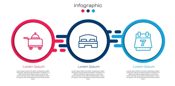Установочная Линия Усеянная Едой Кроватью Календарем Бронирования Бизнес Инфографический Шаблон — стоковый вектор