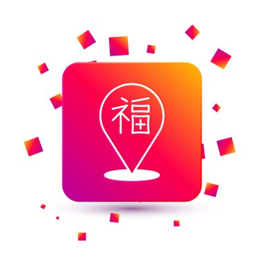 Beyaz Çin Yeni Yıl ikonu beyaz arka planda izole edildi. Kare renk düğmesi. Vektör.