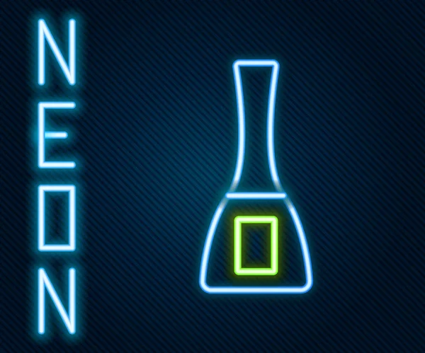Glödande Neon Line Nagellack Flaska Ikon Isolerad Svart Bakgrund Färgstarkt — Stock vektor