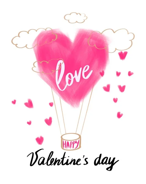 Minimalist Valentine Day Greeting Cards Lettering Heart Line Elements Decorate —  Fotos de Stock