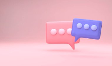 Sohbet mesajı baloncukları simgeleri, 3B oluşturma.