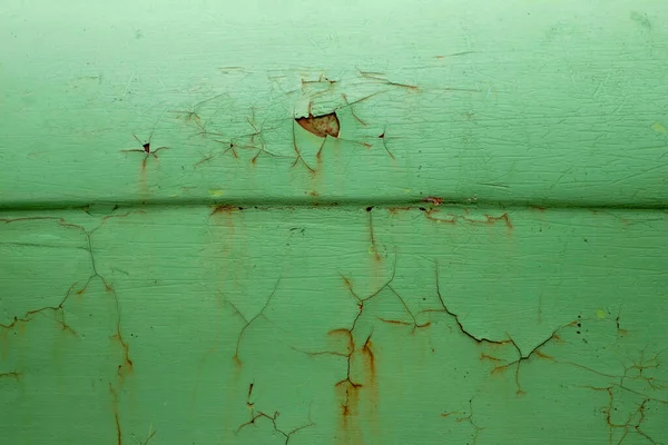Green Paint Door Old Car Rust Cracks Paint — Stock Photo, Image