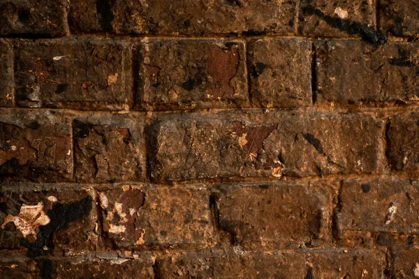 Темна Брудна Обгоріла Стіна Стара Цегла Поруч Плитою — стокове фото
