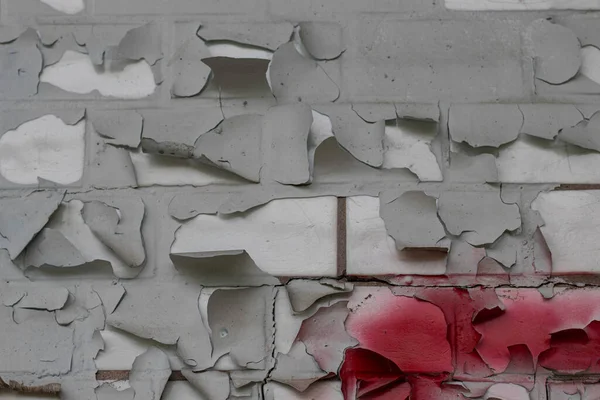 Shabby Burnt Peeling Paint Brick Wall — Stock Fotó
