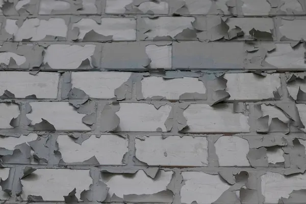 Shabby Burnt Peeling Paint Brick Wall — Stock Photo, Image