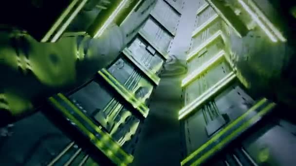 Túnel de ciencia ficción futurista 3d renderizar animación — Vídeos de Stock