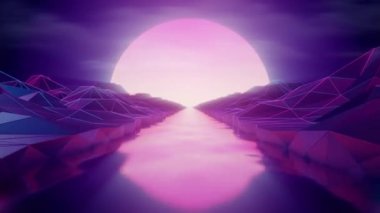 80 'lerin retro synthwave tarzı 3D canlandırma döngüsü