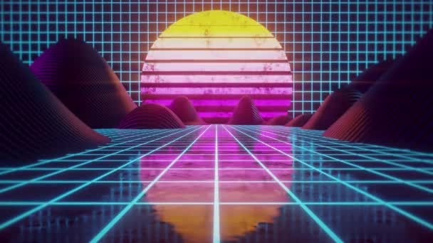 80Er Jahre Retro Synthwave Stil Rendering Animationsschleife — Stockvideo