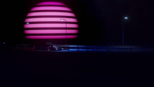 80S Retro Dark Synthwave Style Rendering Animation Loop — Stockvideo