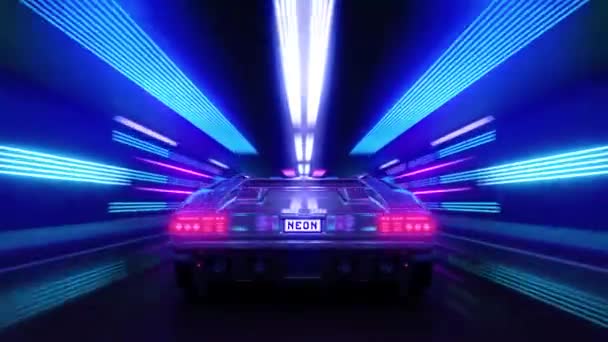 Futuristic Neon Synthwave Style Rendering Animation Loop — Vídeos de Stock