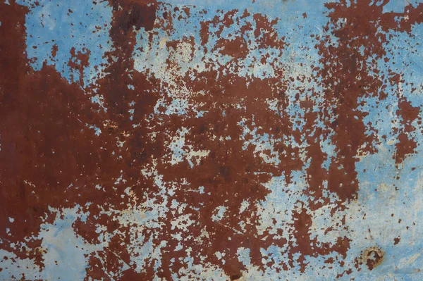 Alte Blau Gestrichene Wand Mit Rostbeschaffenheit Grunge Rostigen Metallhintergrund Rostflecken — Stockfoto