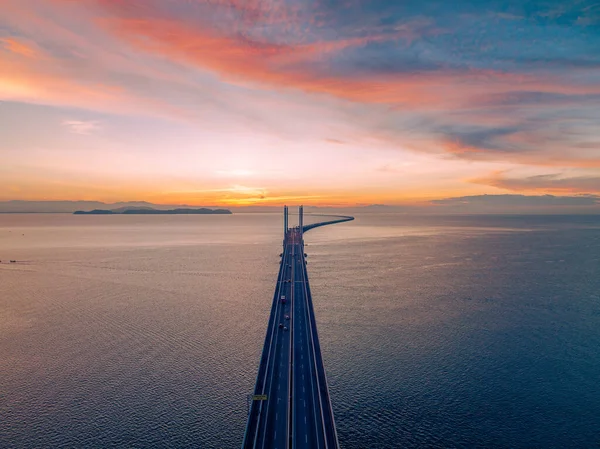 View Bridge Sunrise Which Stands Sea Connects Island Mainland Longest — Stock Photo, Image