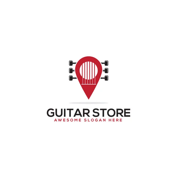 Raptiyeli Gitar Mağazası Logosu Fikirleri Gitar Dükkanı Logosu Müzik Illüstrasyon — Stok Vektör