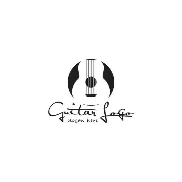 Design Logotipo Guitarra Círculo Corpo Guitarra Logotipo Música Modelo Vetor —  Vetores de Stock