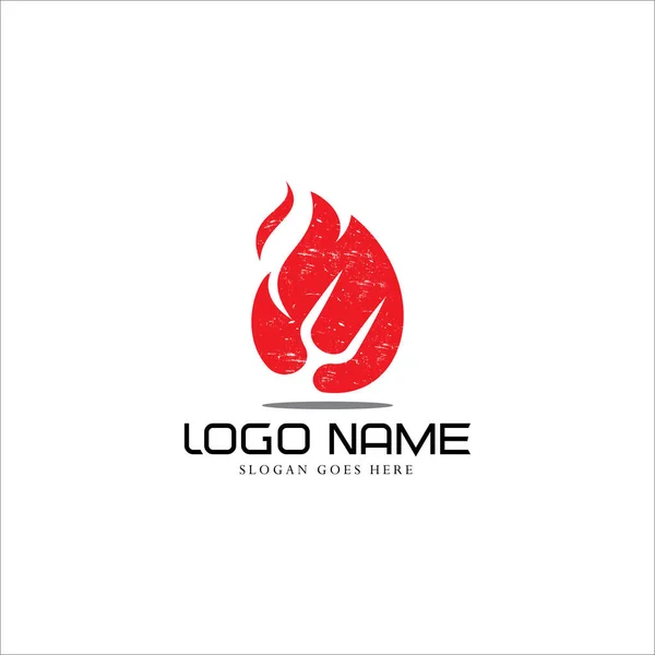Grill Gaffel Fire Flame Logo Negativ Utrymme Stil Mall Vektor — Stock vektor
