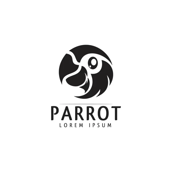 Black White Head Parrot Logo Design Small Logo Bird Parrot —  Vetores de Stock