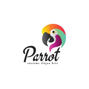 soyut papağan logosu tasarımı, renkli kuş logosu, modern, vektör, simge
