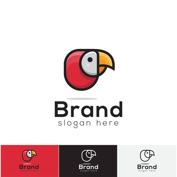 Minimalistische Vogel Papagei Logo Design Symbol Vogel Vektor Inspiration Vogel — Stockvektor