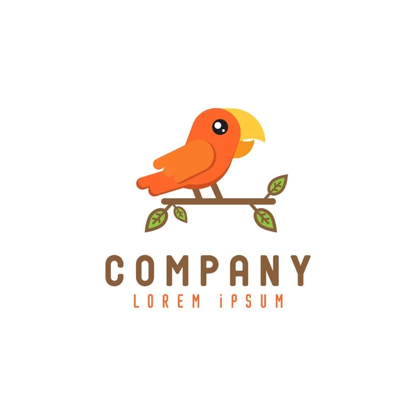 Logo Moderno Lindo Loro Encaramado Una Rama Diseño Del Logotipo — Archivo Imágenes Vectoriales