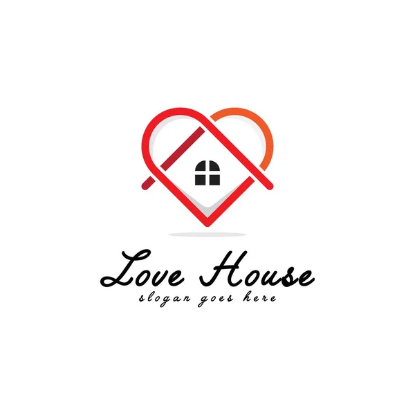 Απλή Καρδιά Σχεδιασμό Λογότυπο Σπίτι Vector House Φροντίδα Καρδιά Λογότυπο — Διανυσματικό Αρχείο