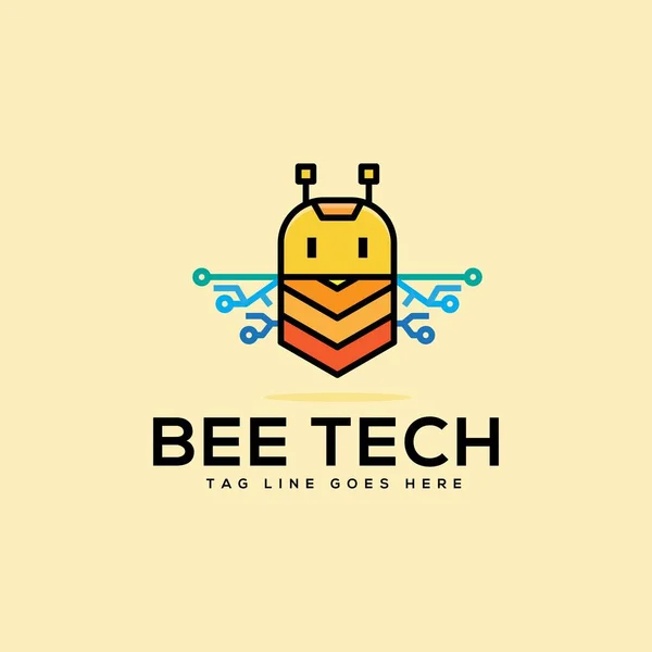 Moderní Včelí Tech Logo Design Včelí Robot Logo Vektor Ikona — Stockový vektor