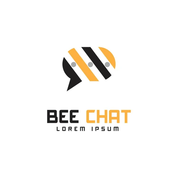 简单蜜蜂聊天标志设计 昆虫矢量与交流聊天图标 现代模板 — 图库矢量图片