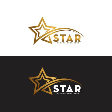 Lüks altın yıldız logosu, zarif yıldız logosu, yaratıcı altın yıldız logosu, modern, vektör şablonu