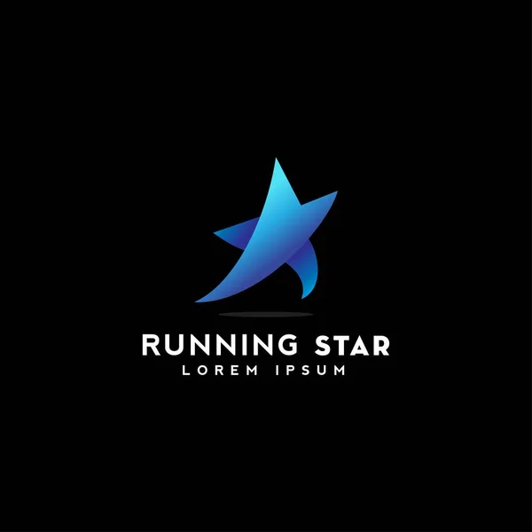 Eenvoudig Running Star Logo Design Minimalistisch Star Logo Concept Icon — Stockvector