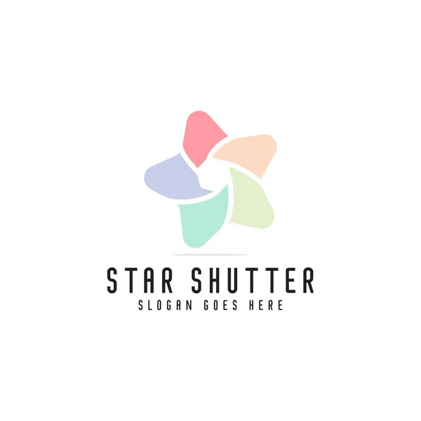 Ster Met Polygon Logo Design Sluiter Ster Logo Concept Sluiter — Stockvector