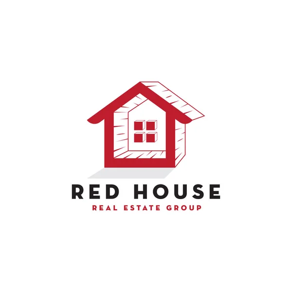 シンプルな3次元赤の家のロゴデザイン 創造的な不動産のロゴ 都市の建物のベクトルテンプレート アイコンビジネスの不動産ベクトルテンプレート — ストックベクタ