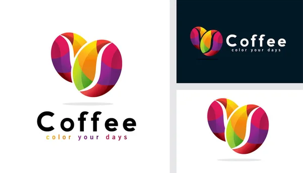 Diseño Moderno Colorido Logotipo Granos Café Color Creativo Café Icono — Vector de stock