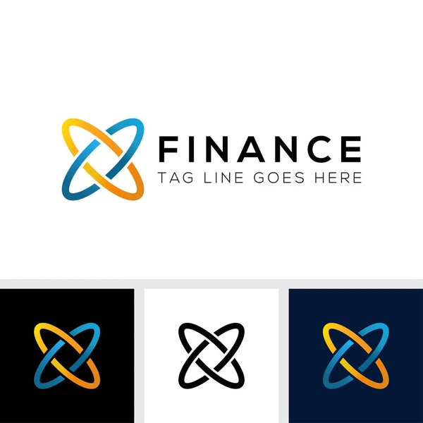 Два Кольца Рука Руку Дизайн Логотипа Инвестиционной Компании Векторный Шаблон — стоковый вектор