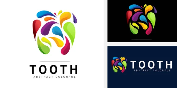 Astratto Colorato Dente Logo Design Creativo Dentale Cura Logo Vettoriale — Vettoriale Stock